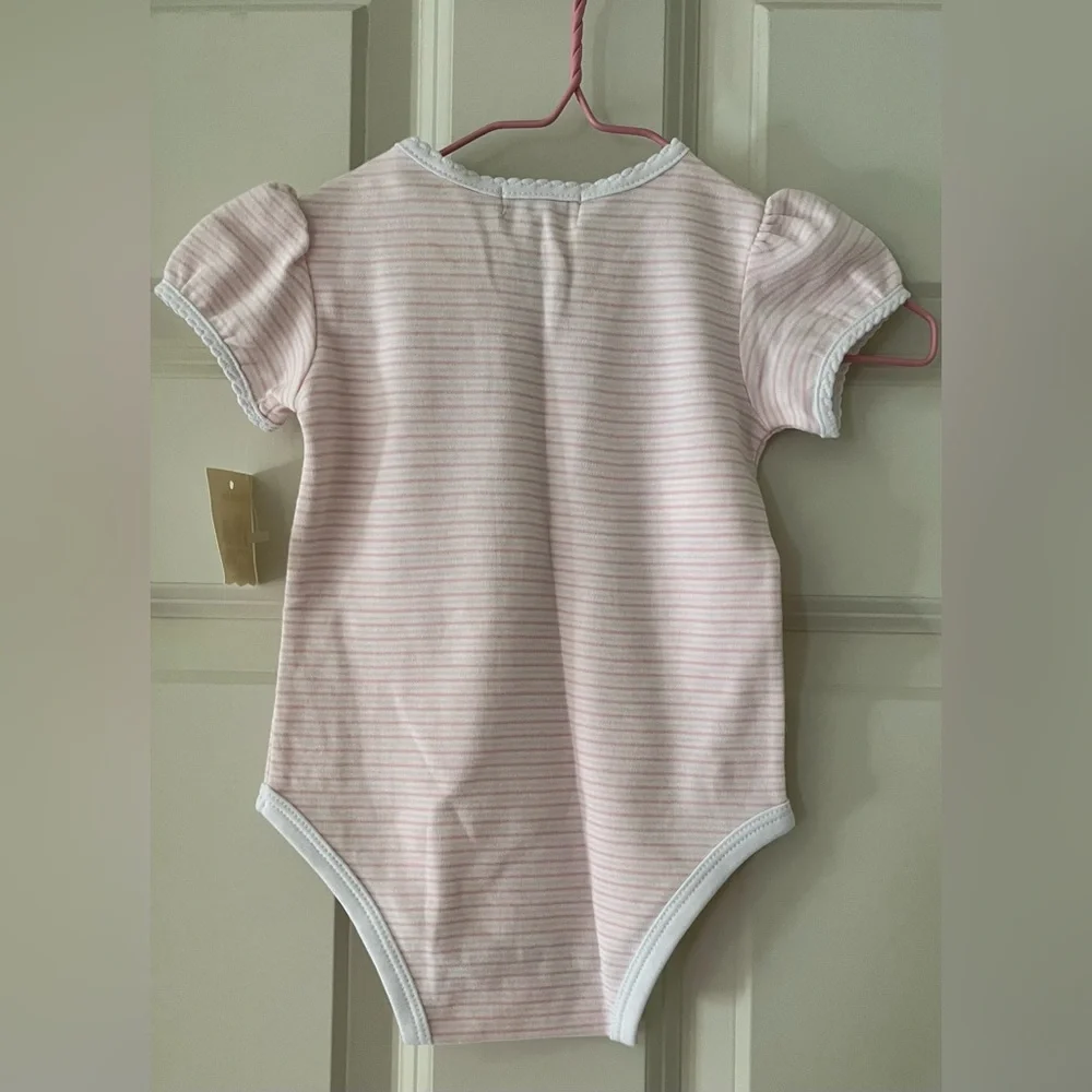 NWT Girls Ralph Lauren pink & white striped onesie, 9M